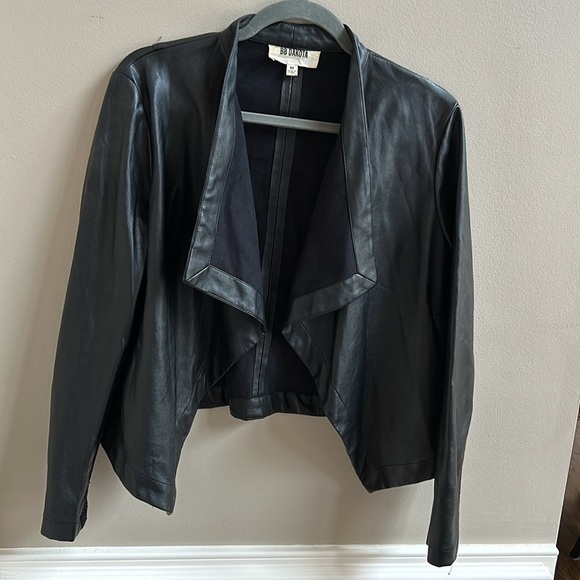 BB Dakota Gracelyn Vegan Leather Drape Front Jacket Size Medium - Picture 1 of 11